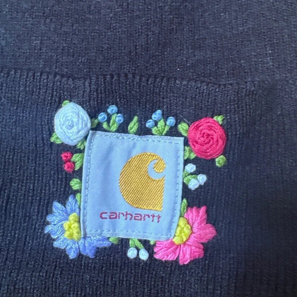 Carhartt Beanie Womens Black Floral Embroidered Watch Hat SIZE OS